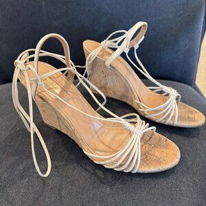 Aquazzura "Whisper" Cork Wedge Sandals